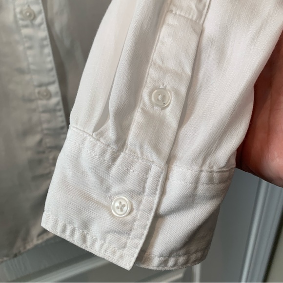 COMO VINTAGE Women’s White Long-sleeve V-neck Button Shirt with Pockets Small - Picture 6 of 10